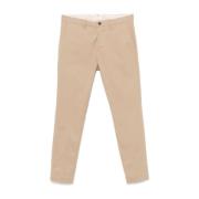 Beige Bomuld Blandet Slim Fit Bukser