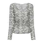 Dyr Print Sweater med Ruffles