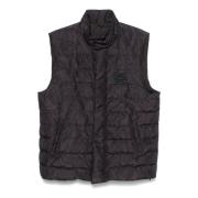 Sort Polstret Paisley Gilet Jakke