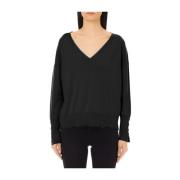 Sort Sweater Trendy V-Neck Stil