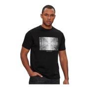 Sort Logo Print Bomuld T-shirt