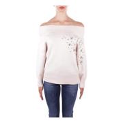 Rhinestone Strik Cream Sweater