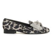 Leopard Print Bow Rhinestone Loafer