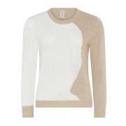 Beige O-Neck Pullover med Kontrast Bluse