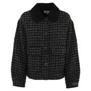 Sort Tweed Overshirt med Lurex Detaljer