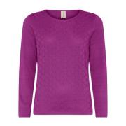 Feminin O-Neck Pullover Bluse Dewberry