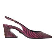 Maroon Zebra Læder Slingback Hæle