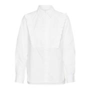 Bluse med flæser Pure White