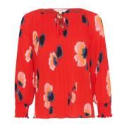 Plisseret bluse med blomsterprint