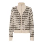 Marine Jacquard Strik Cardigan