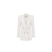 Ivory Crêpe Blazer med Guld Knapper