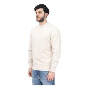 Beige Crewneck Sweatshirt Minimal Design