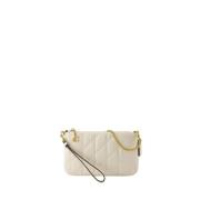 Quiltet Læder Crossbody Taske Beige