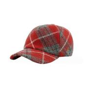 Rød Tartan Baseball Cap med Orb