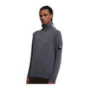 Ribbet lammeuld turtleneck sweater med Linse