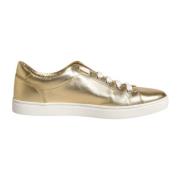 Guld Metallic Logo Sneakers med Gummisål