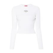 Hvid Sweater med Oval D Logo