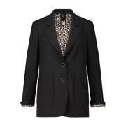 Animal-Print Blazer med Reverskrave