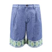 Broderet Denim Bermuda Shorts