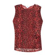 Rød og Sort Leopard Print Top