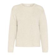 Enkel Strik Pullover Sweater Duegrå Melange