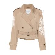 Beige Blomstret Frakke