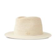 Beige Fedora Tørklæde med Elfenbensreb