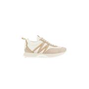 Beige Nylon Suede Sneakers