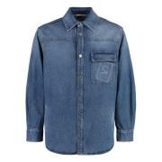 Denim Overshirt med Kontrastsyning