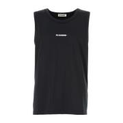 Stræk tanktop i sort polyester