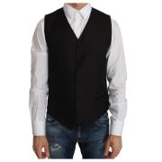 Elegant Sort Silkeblandet Formel Vest