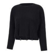 Sort Kabelstrik Sweater