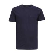 Ribbet Crew-neck T-shirt med Frontlomme