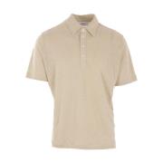 Beige Linned Polo Skjorte