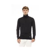 Luksuriøs Sort Modal-Cashmere Rullekrave Sweater