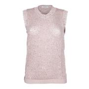 Pailletstrikvest i pink