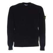 Sort Ribstrikket Crew Neck Sweater