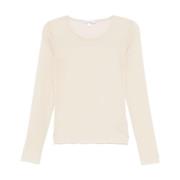 Beige Rund Hals Langærmet Top