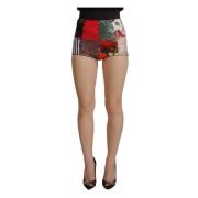 Patchwork High-Waisted Hot Pants