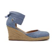 Blå Knotted Espadrille Platform Sandaler