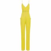 Gul Crepe Jumpsuit med V-Hals