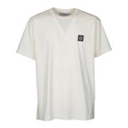 Ivory Bomuld Crewneck T-shirt med Logo