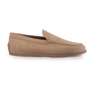 Beige Ruskind Slip-On Mokkasiner