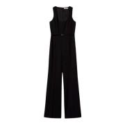 Jumpsuit med udsvinget ben i Milano-strik