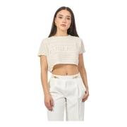 Cropped perforeret logo T-shirt