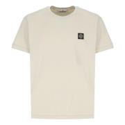 Beige Bomuld T-shirt med Logo Patch