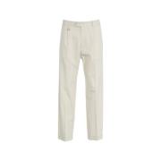 Hvide Linen Blend Chino Bukser