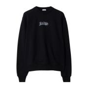 Sort Bomuld Rund Hals Sweatshirt