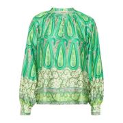 Grøn Paisley Border Bluse