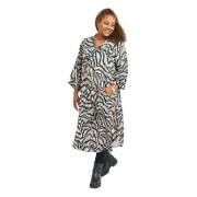 Zebra Print Kjole med V-Hals